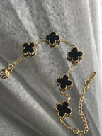 Midnight Clover Stainless Steel Bracelet – A Statement of Elegance